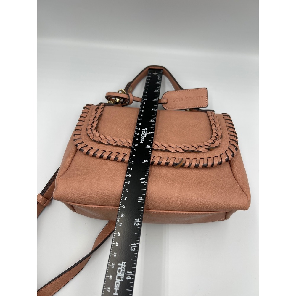Sole Society Cassi Dusty Rose Pink Whipstitch‎ Vegan Leather Crossbody Satchel - Picture 8 of 10